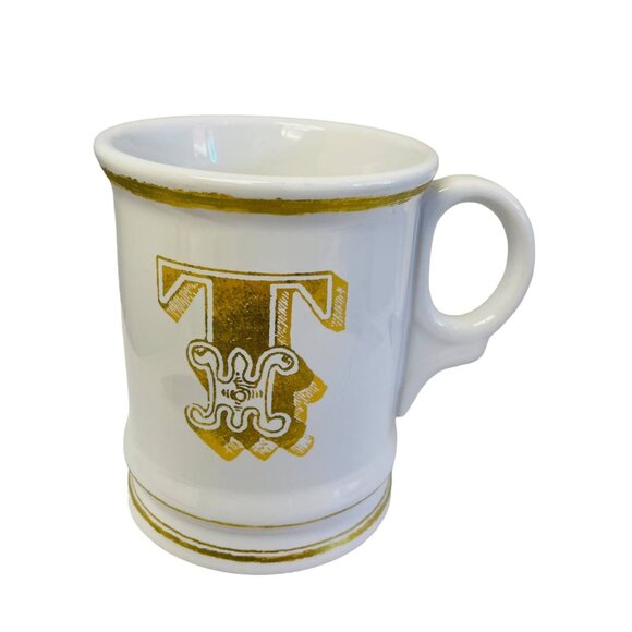 Williams-Sonoma 2012 Monogrammed "T" Mug White Ceramic With Gold Trim - Picture 5 of 6
